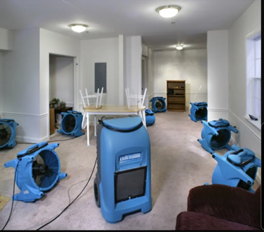 Air movers and dehumidifier setup for Water Extraction & Removal in Belle Glade