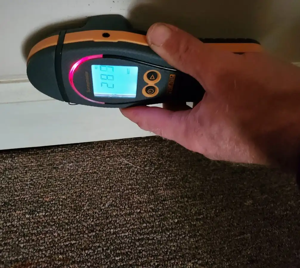 Moisture detection at baseboard during Mold Inspection & Testing in Belle Glade